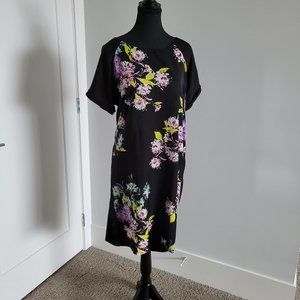 black and floral midi dress